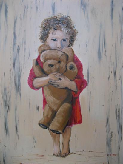 La petite fille au nounours 300€ av cadre (60X80)
