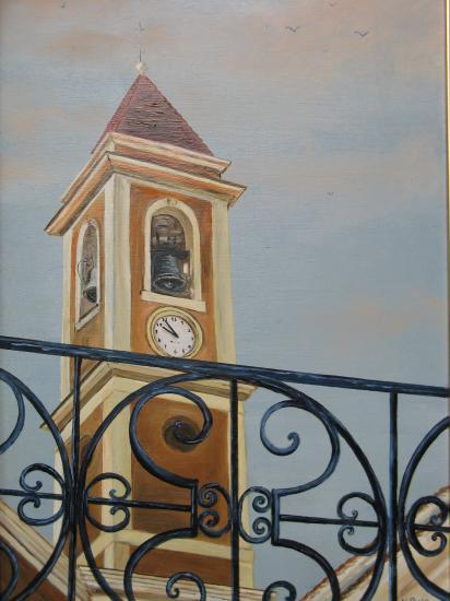 Le clocher de St jean 250€ av cadre 200 € sa cadre (38X55)