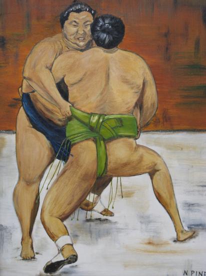 Lutteurs de sumo 150€ av cadre(46X38)