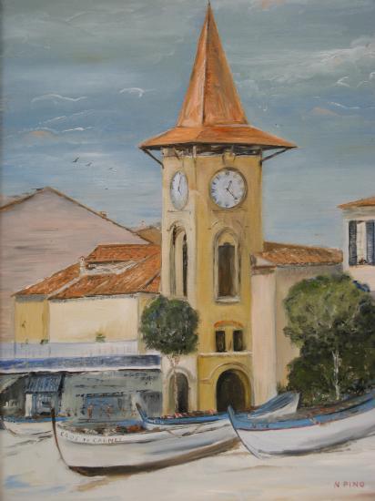 l'église  du cros de cagnes sur mer 200€  sa cadre 150€( 55X38)