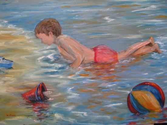 Petit garçon ( jeux de plage ) 200€ san cadre (50X70)