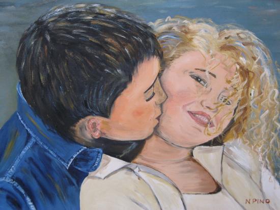 Tendre baiser   150 €  (55X38)  avec cadre        