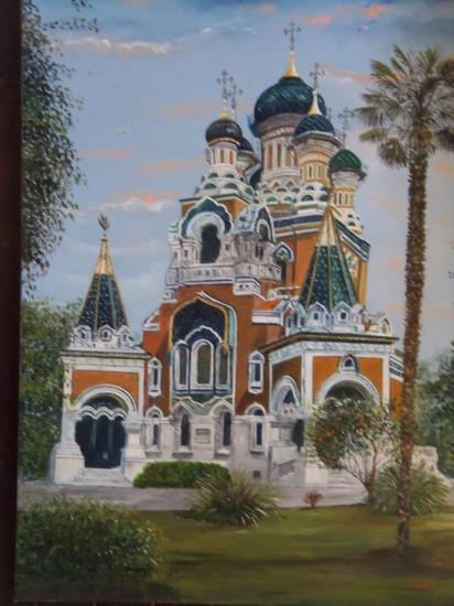 l eglise russe de nice (60X80) avec cadre 500€ sc 450€